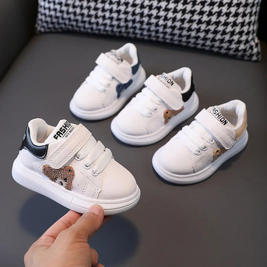 Adorable and High-Quality: Introducing Cartoon Teddy Bear Face Children's Casual Shoes for Boys and Girls!