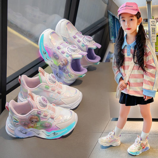 Frozen Magic: Disney Girls' Winter Sneakers , Breathable Design, and Leather Top for Stylish look!