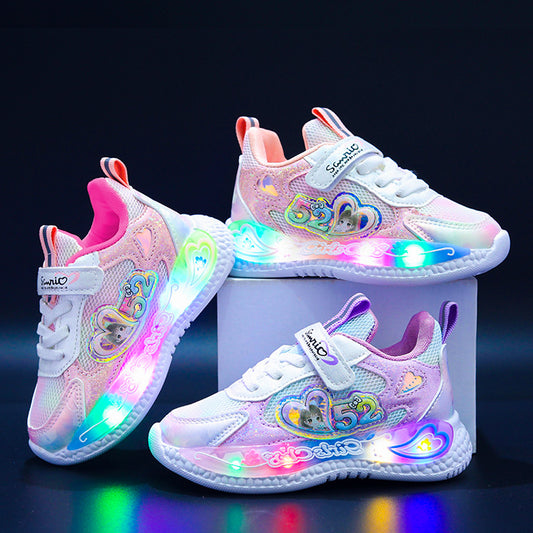 2023 New Breathable Girls LED Lighting Shoes Casual Sports Shoes