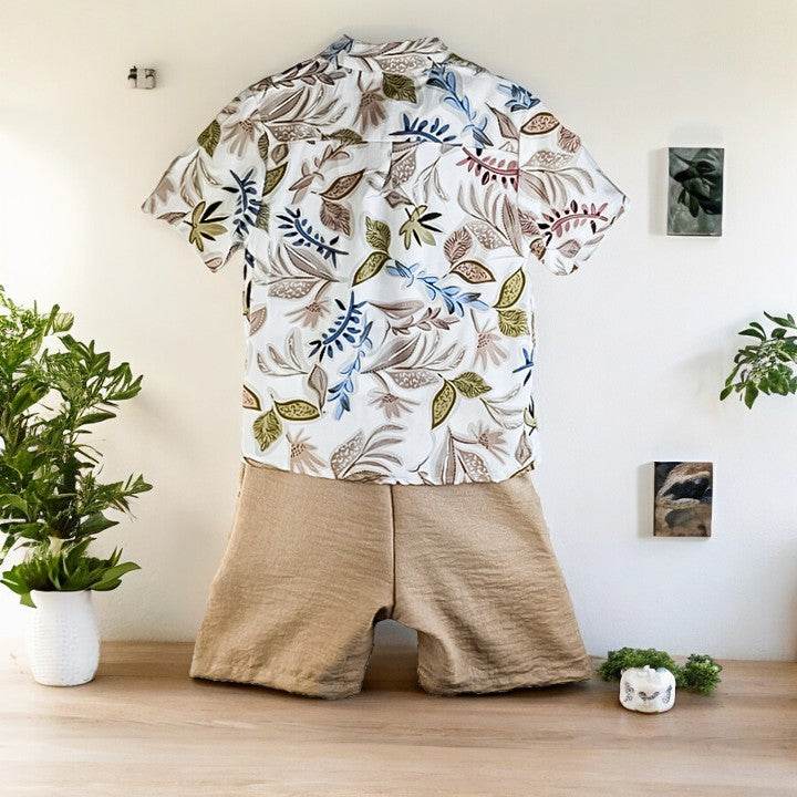 Floral Top & Brown Trendy Shorts Set for Kids - IRRAKIDS