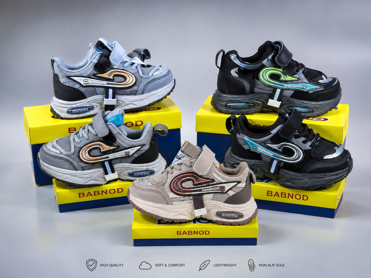 Baskets légères décontractées pour enfants – Fermeture Velcro et à lacets