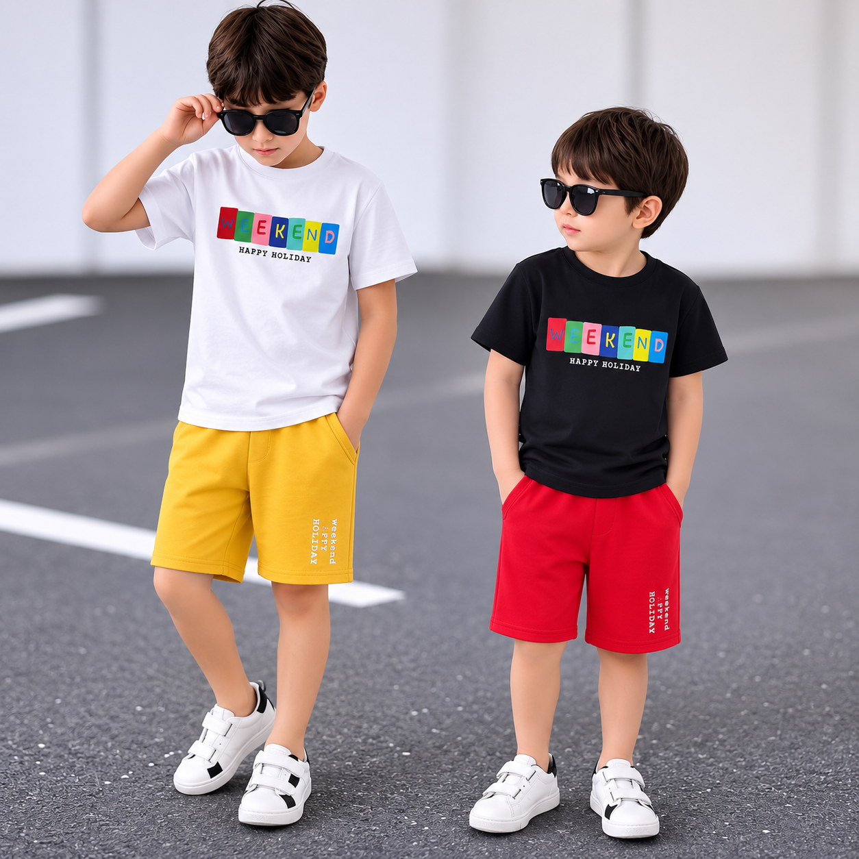 Casual Letter Printed Short Sleeve Top & Shorts Set