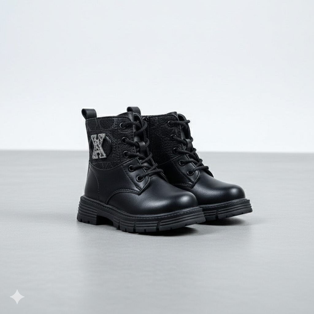 Girls’ Lace-Up Ankle Boots—Lug Grip for Safer Steps