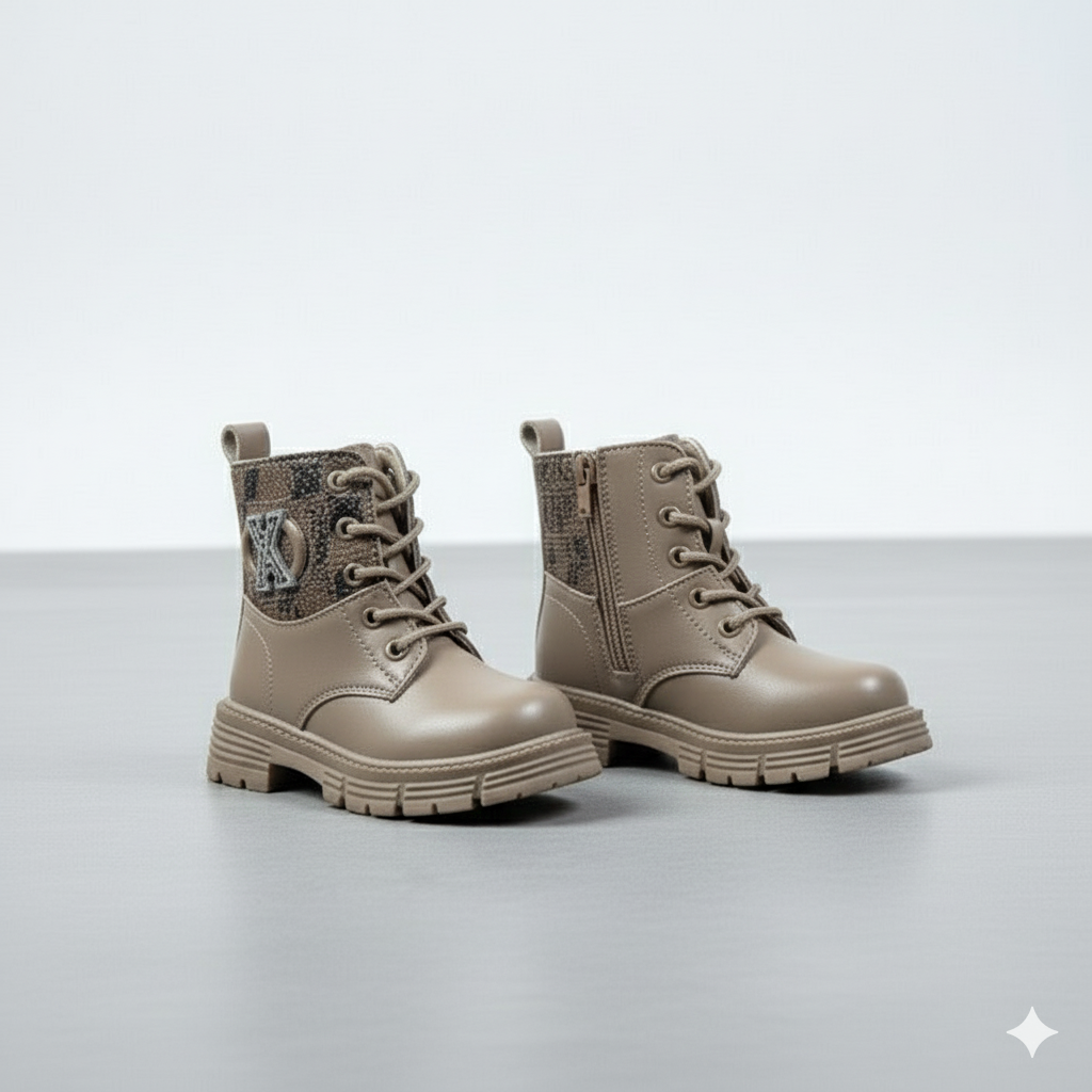 Girls’ Lace-Up Ankle Boots—Lug Grip for Safer Steps