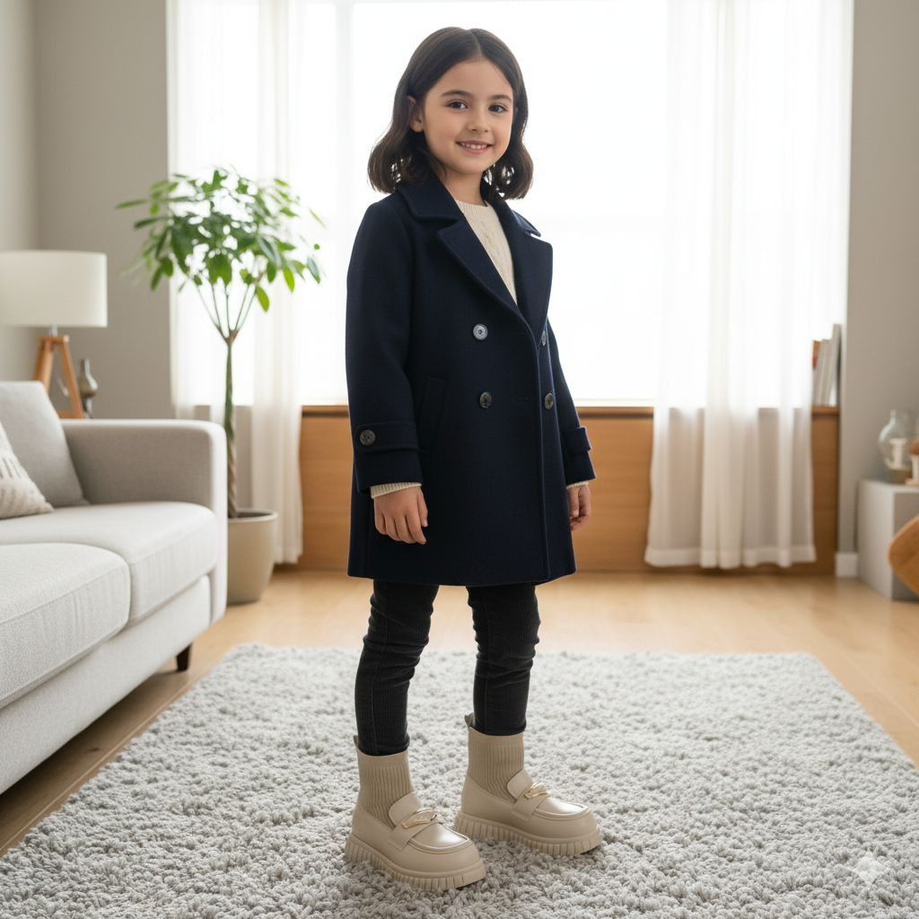Bottes mocassins chaussettes pour filles — Enfilage rapide, semelle crantée adhérente