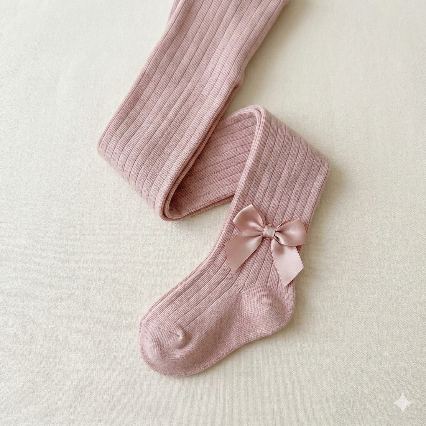 Collants côtelés à nœud pour filles – Bas en mélange de coton doux, longueur genou