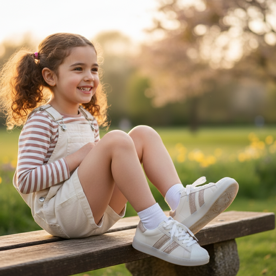 Classic Stripe Girls Sneakers – Lightweight & Non-Slip Everyday Shoes