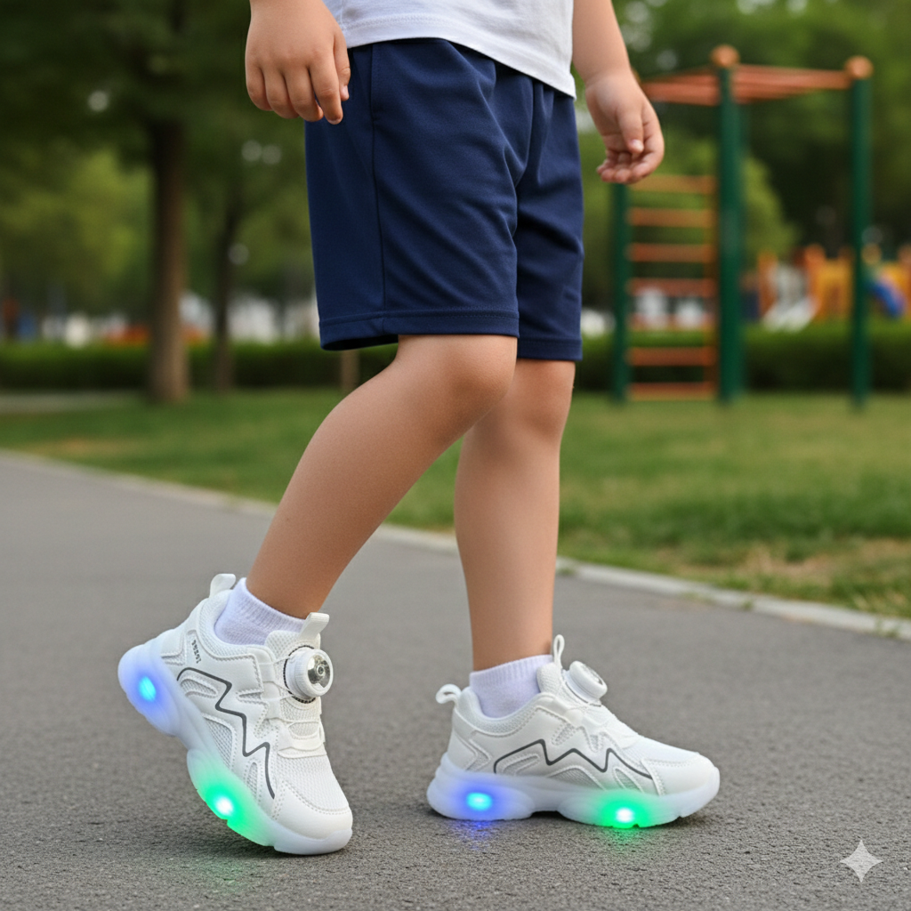 Kids LED Sport Sneakers with Dial Closure – Light-Up Comfort & Style