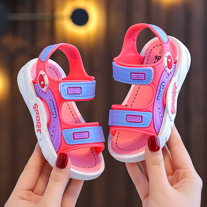 Sandales d'été mignonnes pour enfants, motif dessin animé – Chaussures souples et antidérapantes à scratch