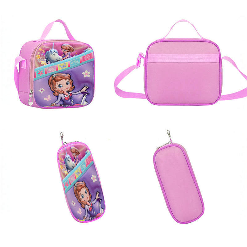 Ensemble de 3 sacs d'école à roulettes élégants au design de dessin animé pour enfants