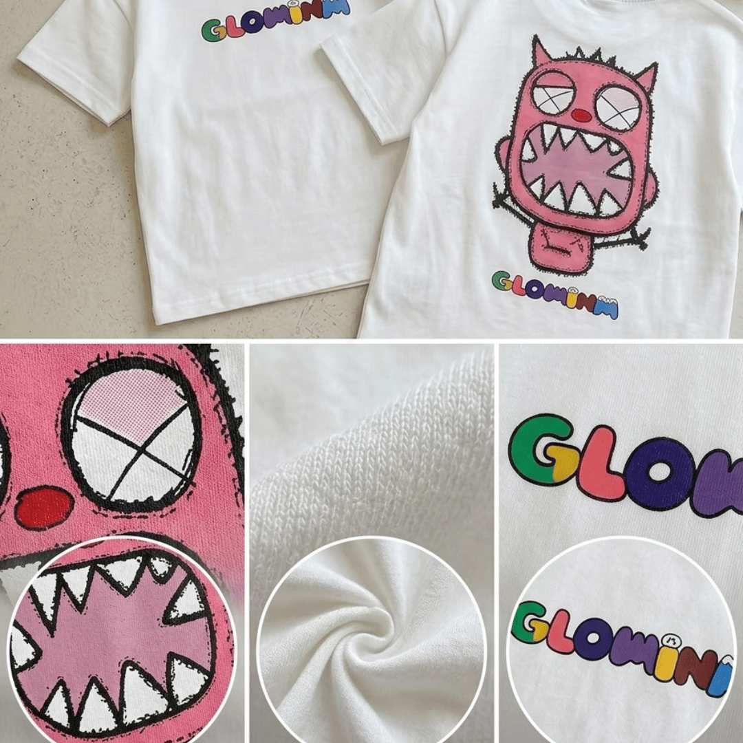 Ensemble Tee-shirt et short à motif dessin animé pour fille