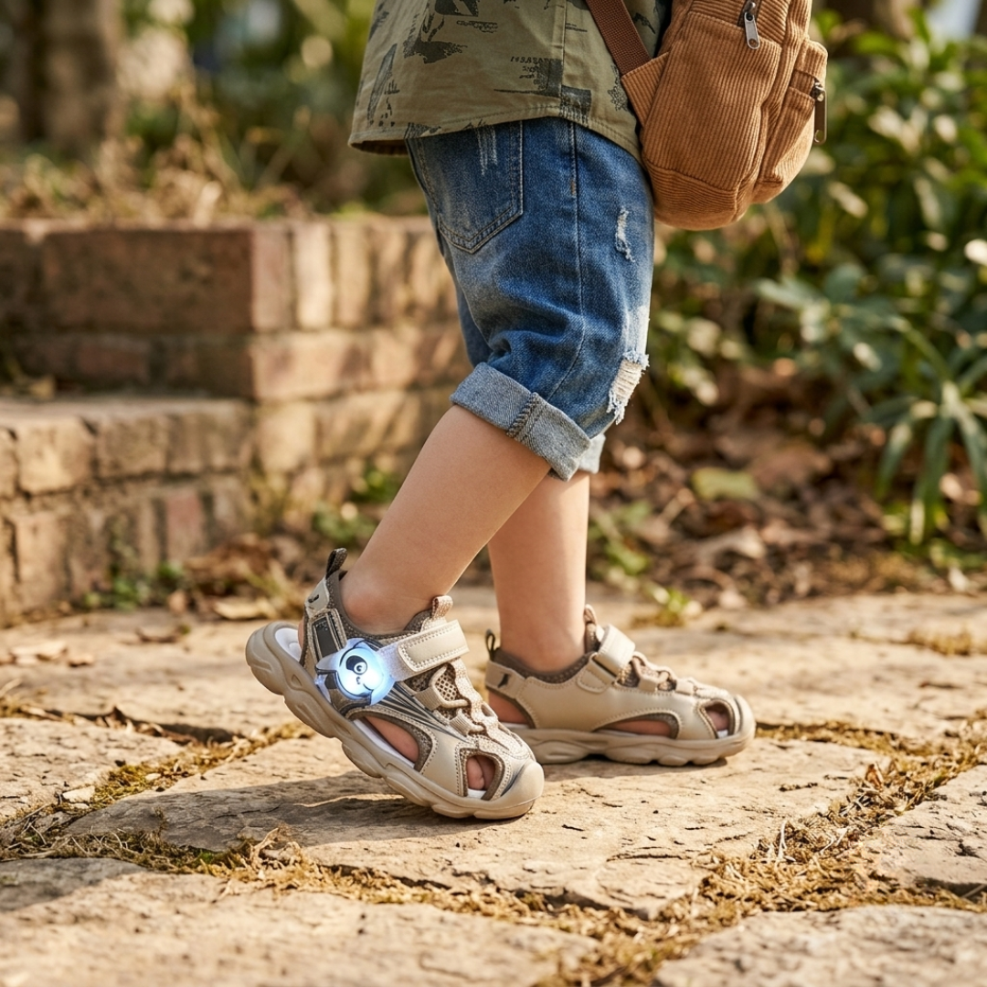 Kids Sport Sandals with LED Lights – Breathable Anti-Slip Summer Shoes