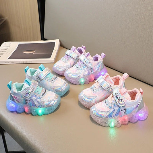 2024 LED-Lit Girl Baby Shoes – Mesh Magic, Soft Soles, and Sporty Elegance for Every Season