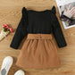 2 pcs Toddler Kids Baby Girl Ruffle Long Sleeve Sweatshirt Top Mini Pleated Skirt Set