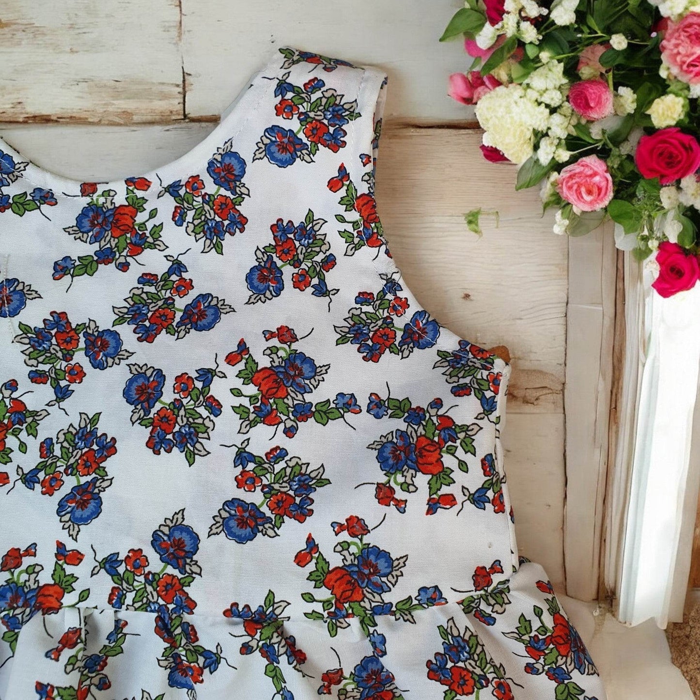 Sweet & Adorable Baby Girl's Flower Print Puffy Cami Dress with Bow & Hat - Toddler's Beach Holiday Outfit - IRRAKIDS
