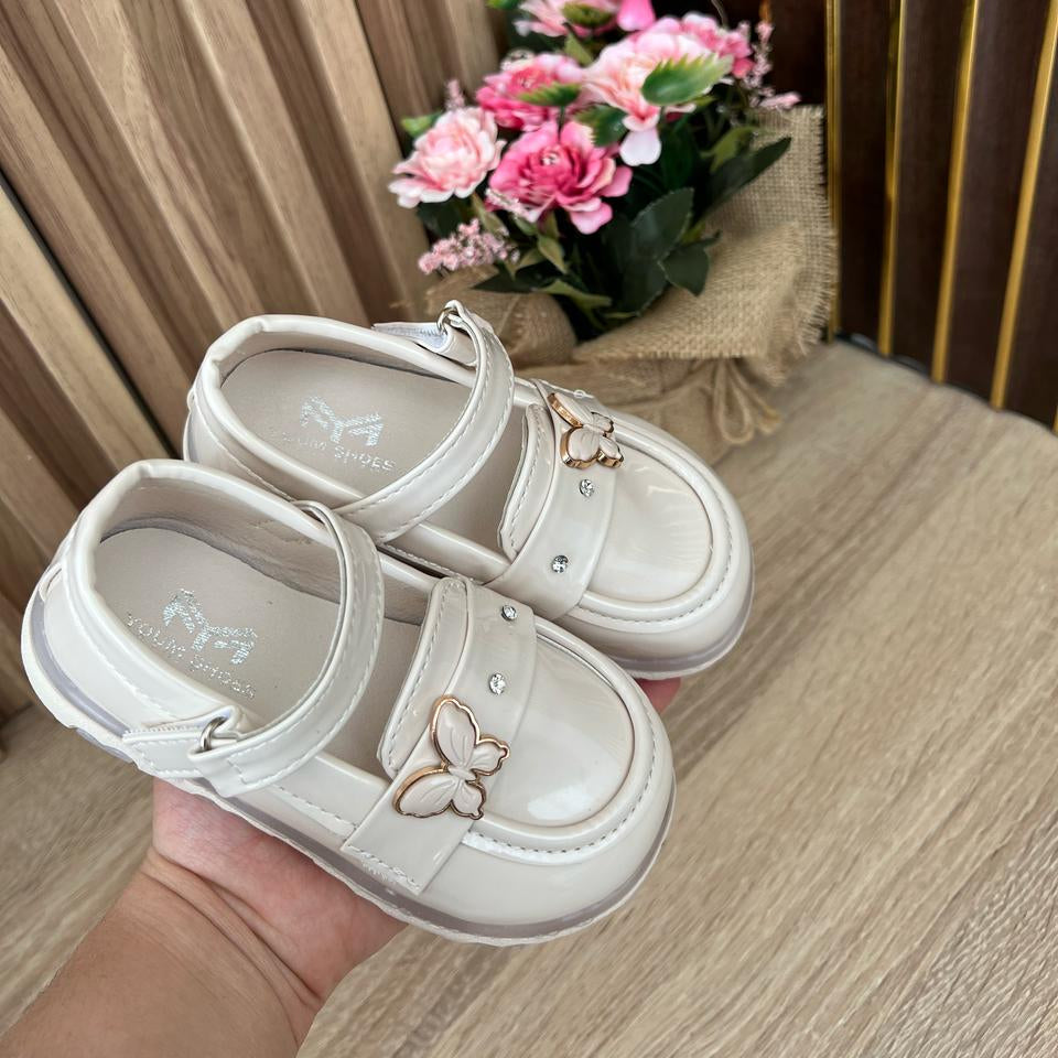Chaussures à paillettes pour filles avec boucle papillon et lumières LED - pour un look élégant et lumineux