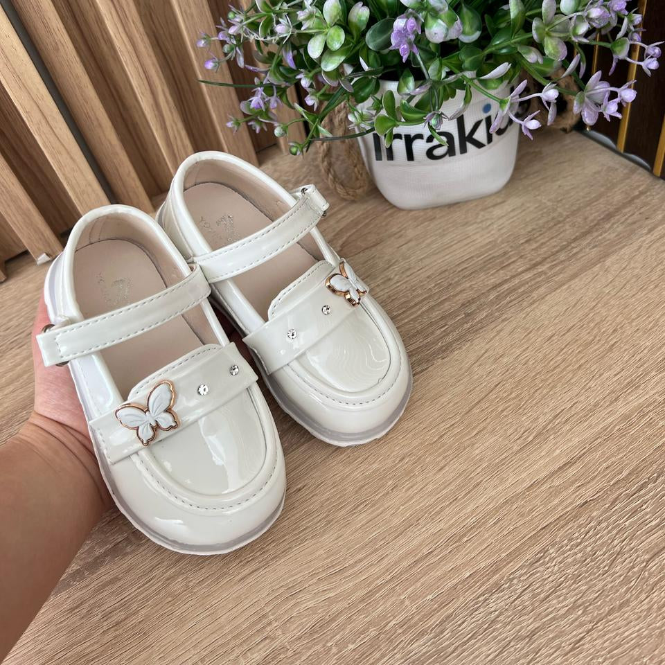 Chaussures à paillettes pour filles avec boucle papillon et lumières LED - pour un look élégant et lumineux