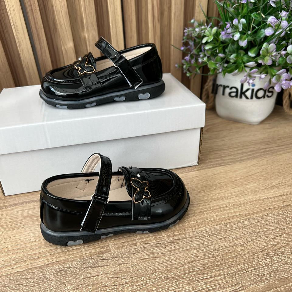 Chaussures à paillettes pour filles avec boucle papillon et lumières LED - pour un look élégant et lumineux