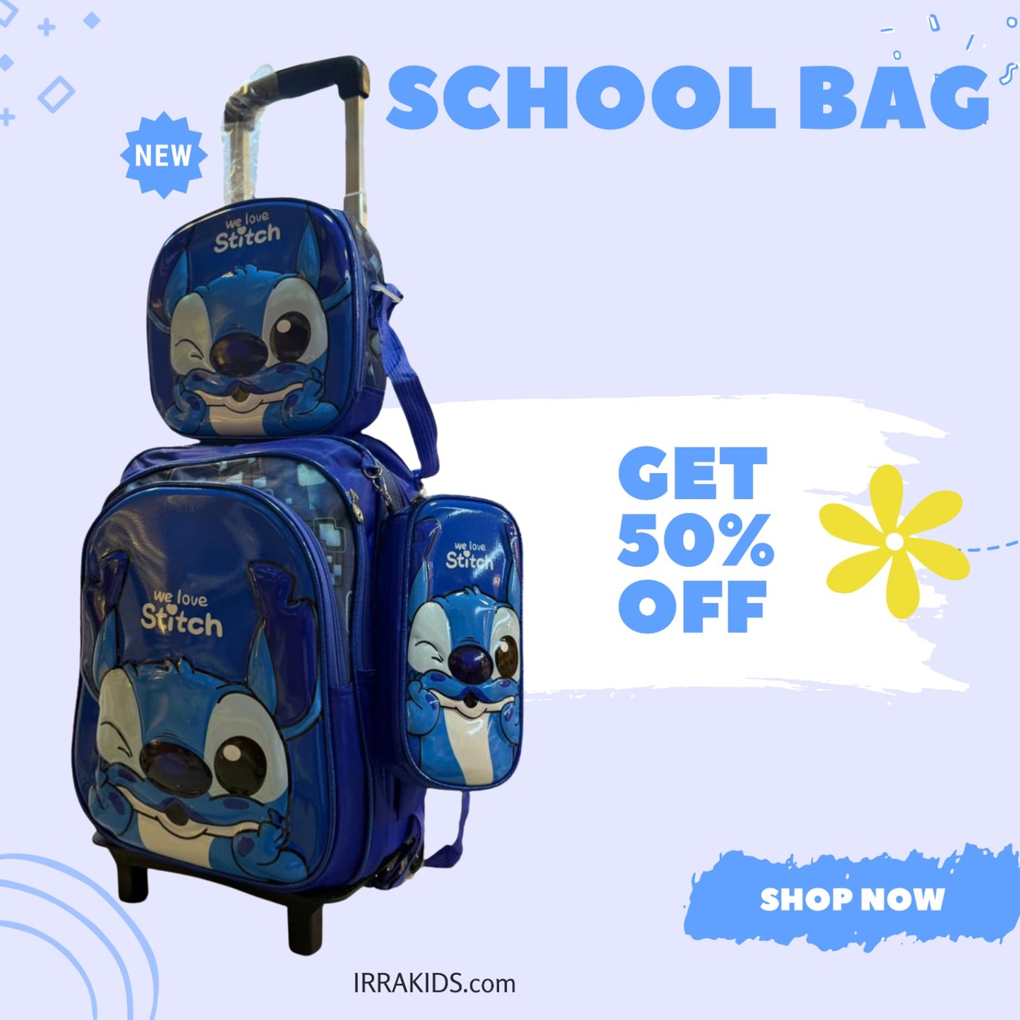 Kids 3 Pcs School Bag Combo (Backpack + Lunch Bag + Pencil Case)