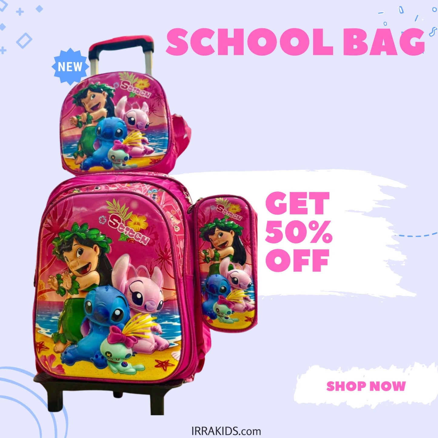 Kids 3 Pcs School Bag Combo (Backpack + Lunch Bag + Pencil Case)
