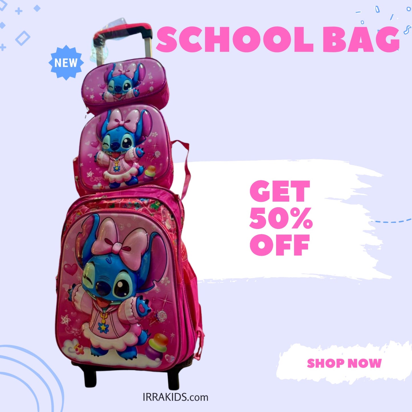 Kids 3 Pcs School Bag Combo (Backpack + Lunch Bag + Pencil Case)