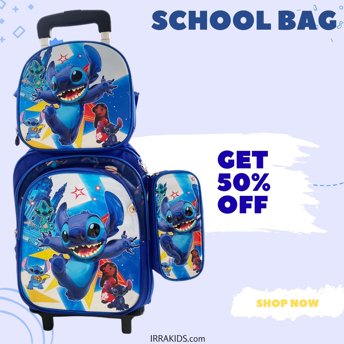 Kids 3 Pcs School Bag Combo (Backpack + Lunch Bag + Pencil Case)