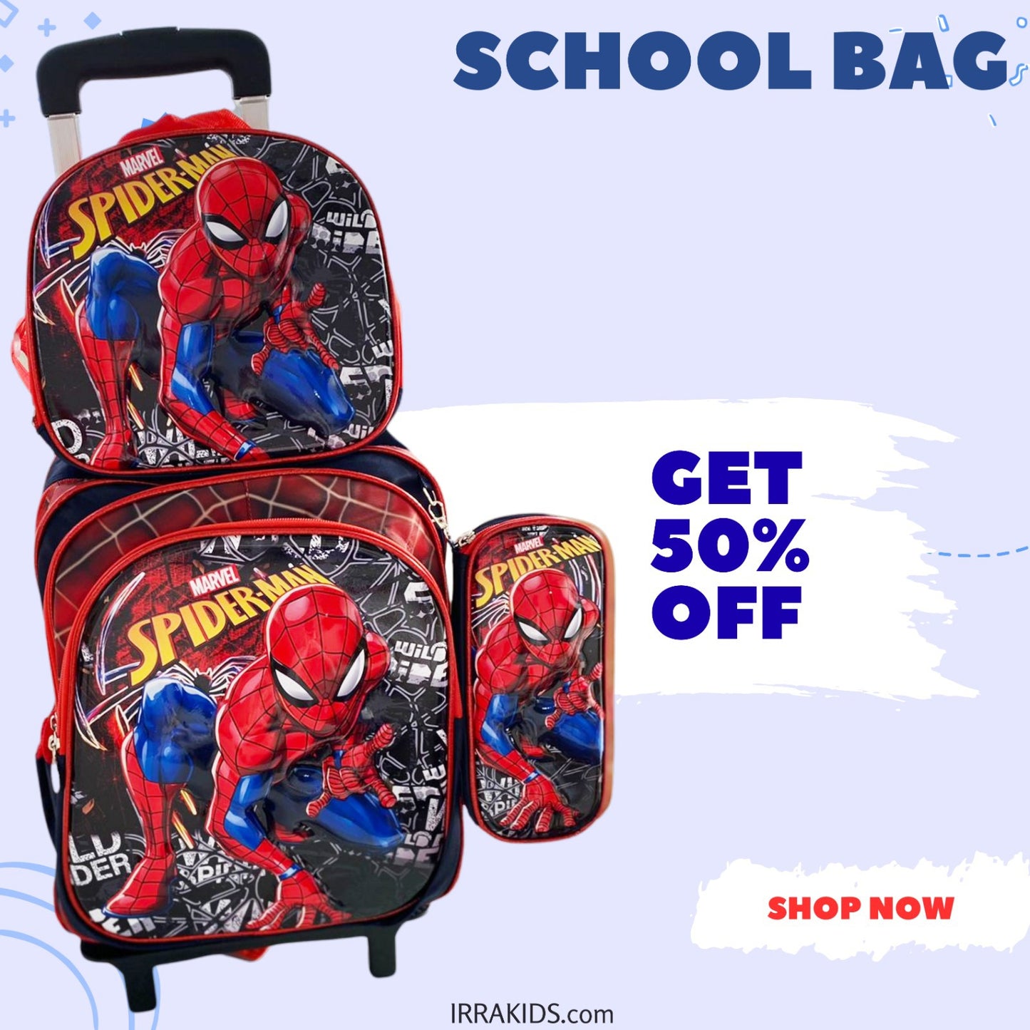 Kids 3 Pcs School Bag Combo (Backpack + Lunch Bag + Pencil Case)