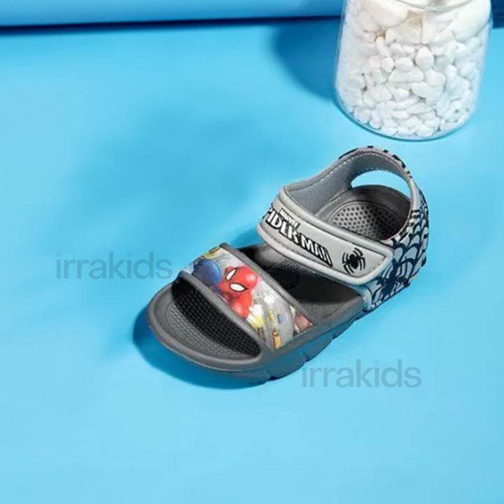 Heroic Webbed Wonders: Boys' Sandals with Dynamic Spider Print - IRRAKIDS