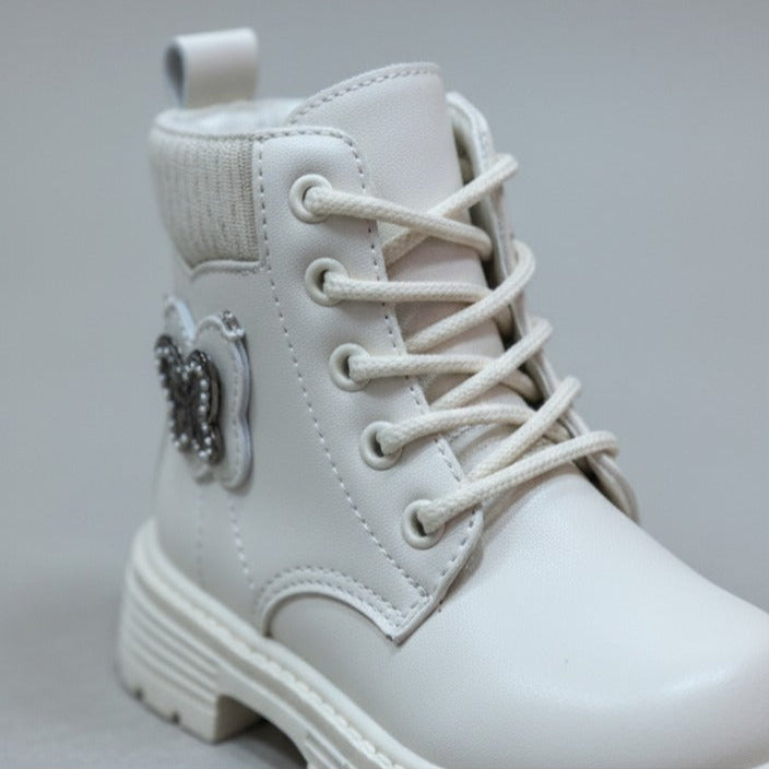 Girls' Lace-Up Butterfly Combat Boots — Product image: