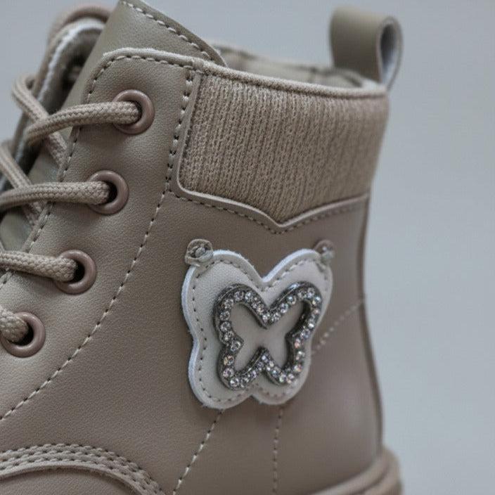 Girls' Lace-Up Butterfly Combat Boots — Product image: