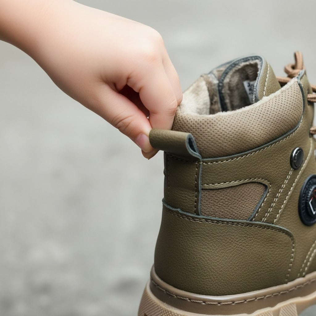 Girls' Plush-Lined Lace-Up Ankle Boots — Product image: