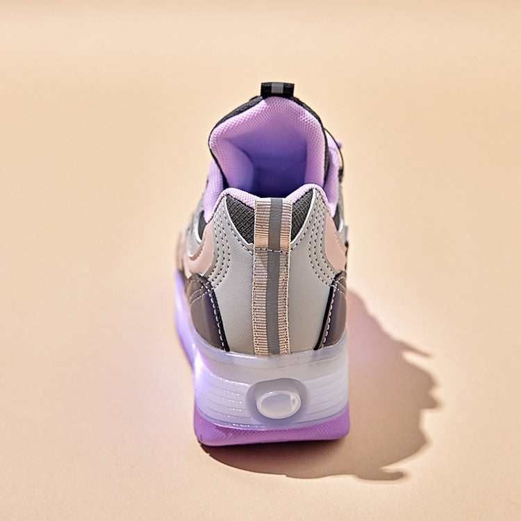 Kids' Light-Up Sneakers with Retractable Wheels - Fashionable Design with LED Light