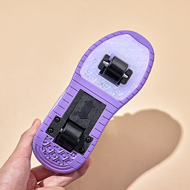 Kids' Light-Up Sneakers with Retractable Wheels - Fashionable Design with LED Light