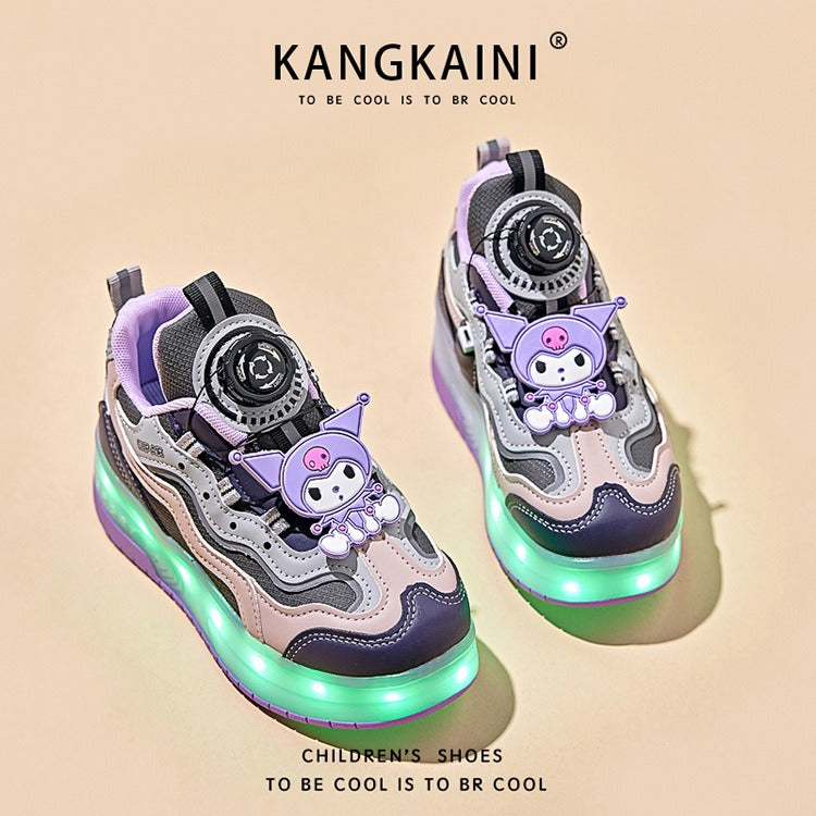 Kids' Light-Up Sneakers with Retractable Wheels - Fashionable Design with LED Light