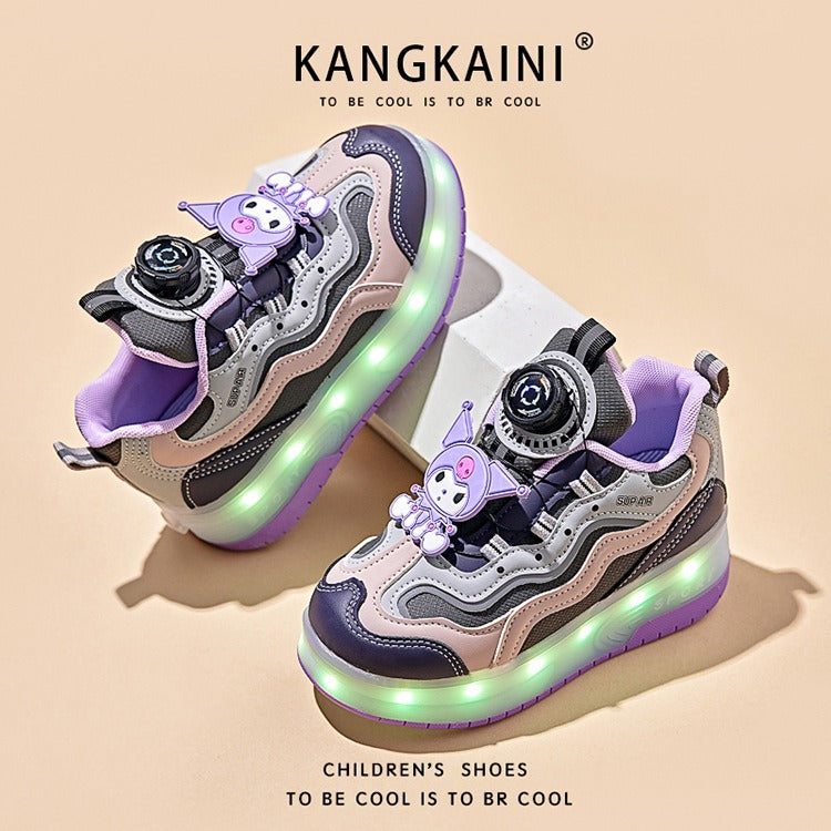 Kids' Light-Up Sneakers with Retractable Wheels - Fashionable Design with LED Light
