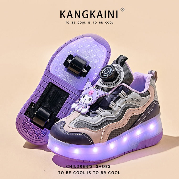 Kids' Light-Up Sneakers with Retractable Wheels - Fashionable Design with LED Light