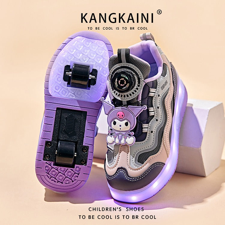 Kids' Light-Up Sneakers with Retractable Wheels - Fashionable Design with LED Light
