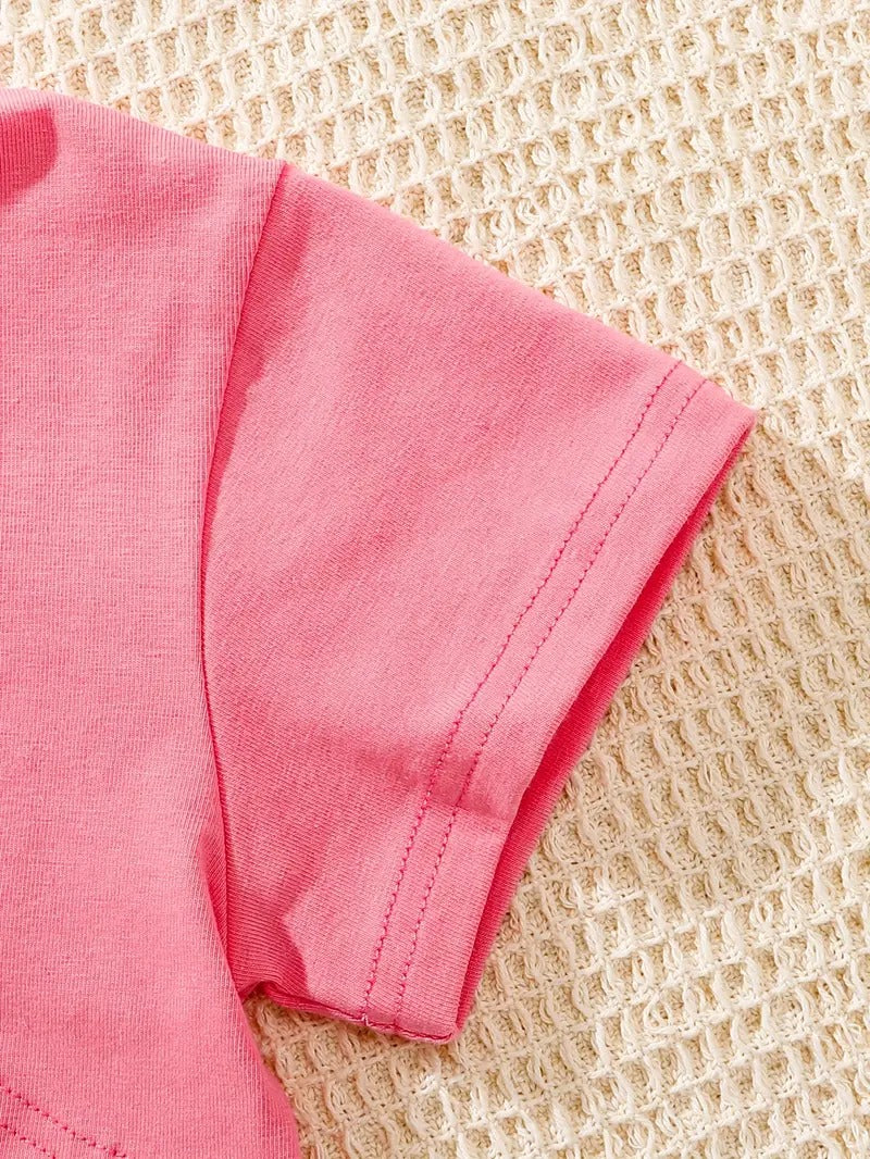 Tenue d'été 3 pièces Disney Stitch pour fille : ensemble haut court, débardeur et short pour s'amuser en plein air et se détendre.