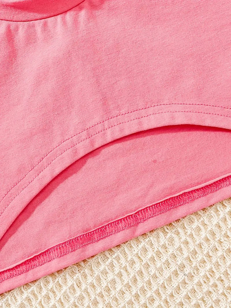 Tenue d'été 3 pièces Disney Stitch pour fille : ensemble haut court, débardeur et short pour s'amuser en plein air et se détendre.