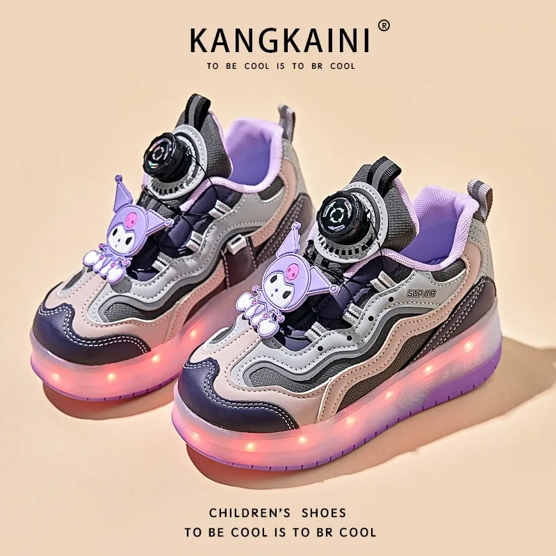 Kids' Light-Up Sneakers with Retractable Wheels - Fashionable Design with LED Light