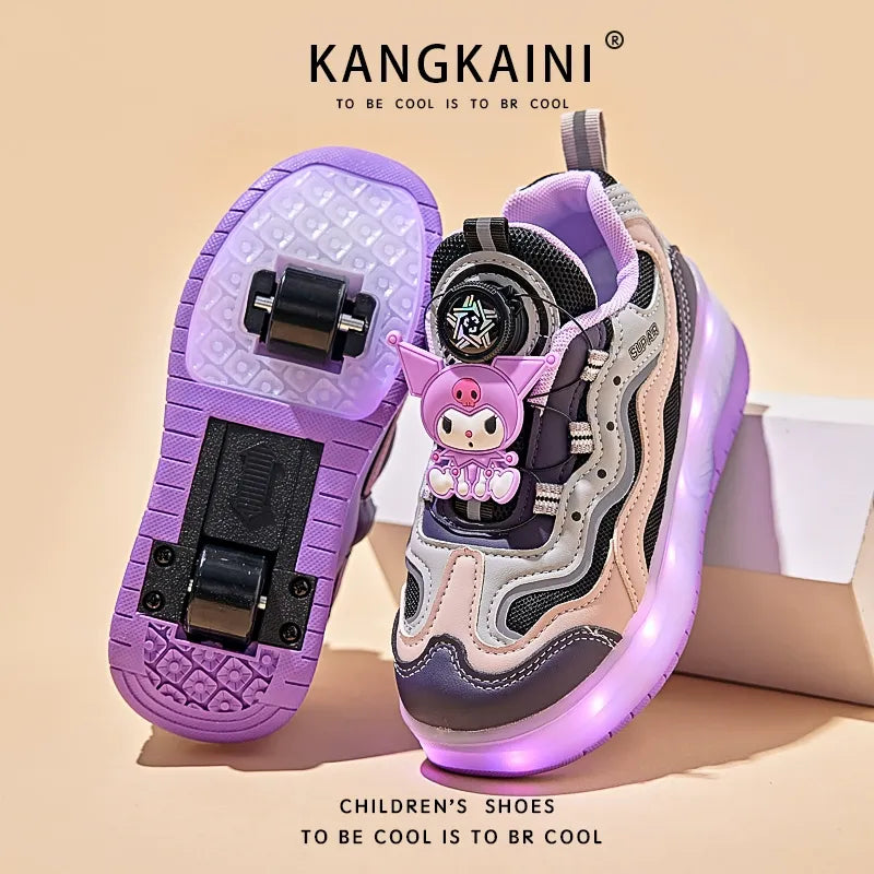 Kids' Light-Up Sneakers with Retractable Wheels - Fashionable Design with LED Light