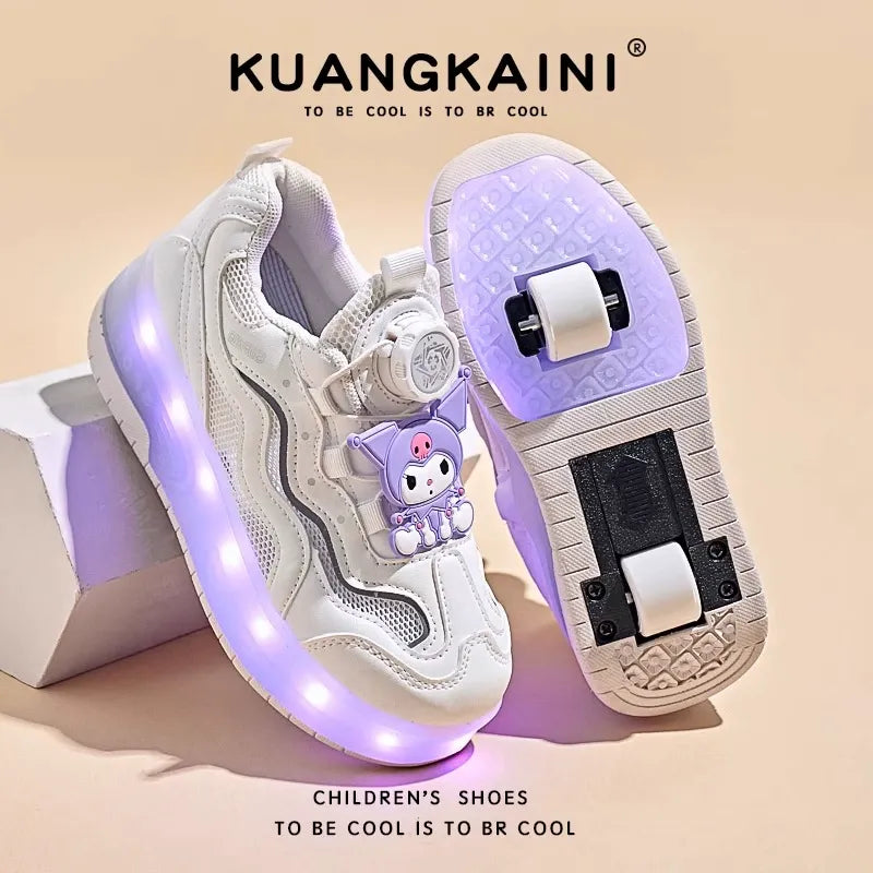 Kids' Light-Up Sneakers with Retractable Wheels - Fashionable Design with LED Light
