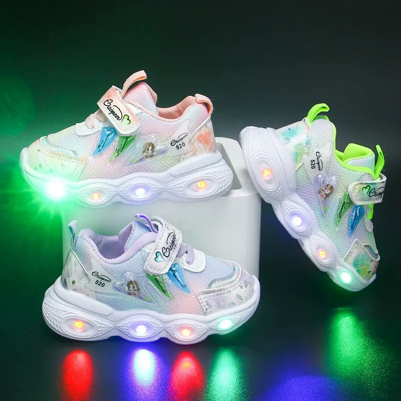 Chaussures pour filles avec lumières LED, confortables et élégantes