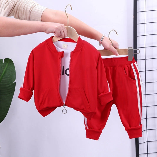 Autumn Chic: Adorable Cotton Zipper Jacket + Pants 2pcs Set for Baby Girls - Trendy Tracksuit for Your Little Fashionista!
