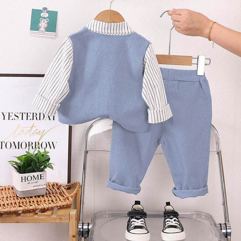 Stylish Boys Suits Spring Autumn 2025 New British Style Three-piece Children's Suit