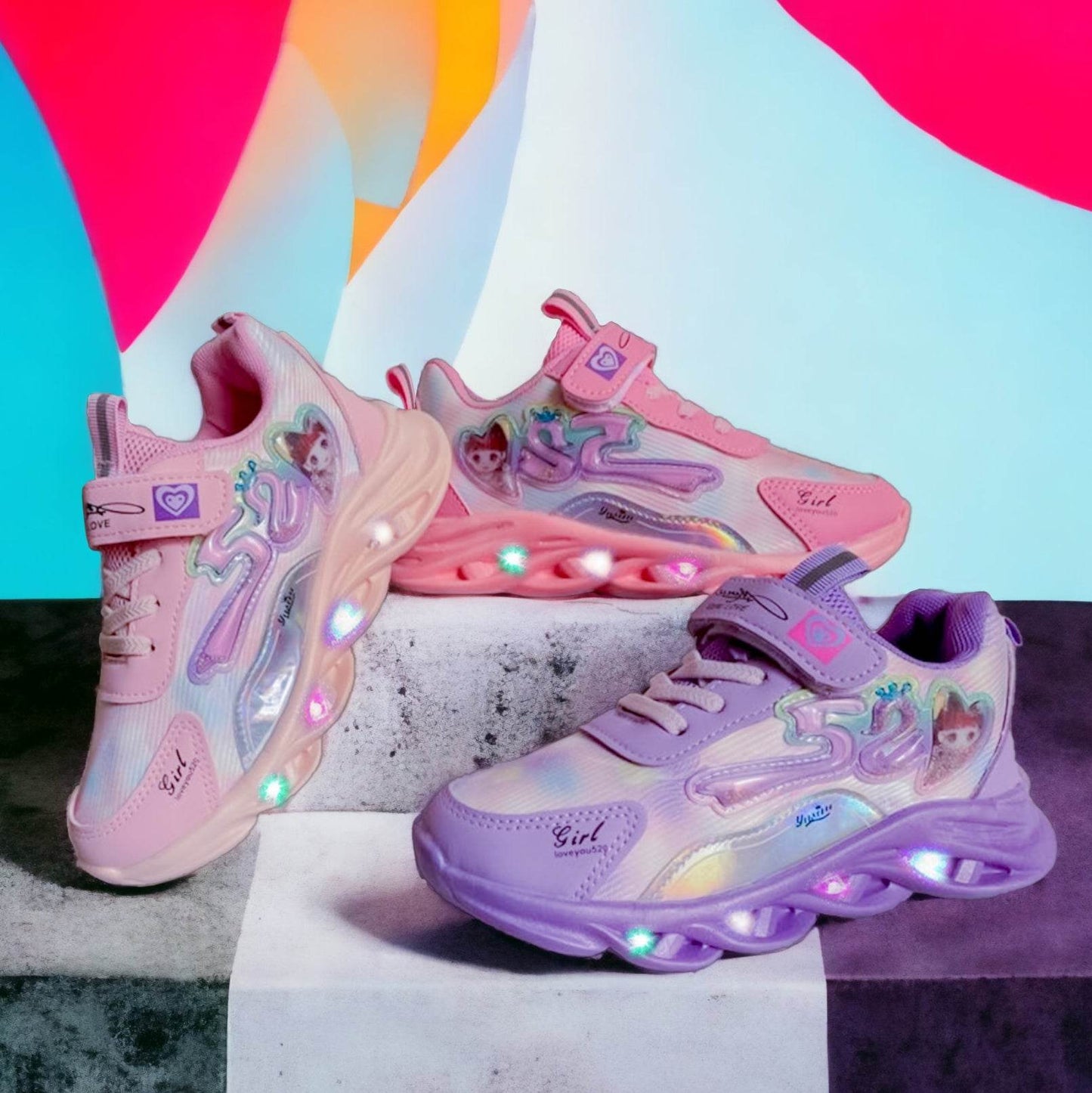 Girls LED Light-Up Flashing Shoes: Fashionable Princess with Velcro fastener - IRRAKIDS