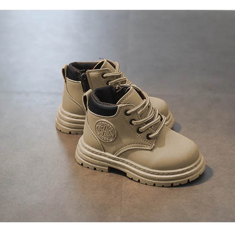 Comfort and Durability: Khaki Kids' Low Tube Zipper Boots for Boys and Girls - IRRAKIDS