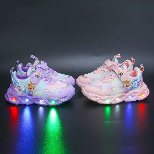 2022 New Breathable Girls LED Lighting Shoes Casual Sports Shoes