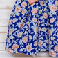 Floral Dreams : Ensemble robe sans manches et chapeau - Bleu avec fleurs roses