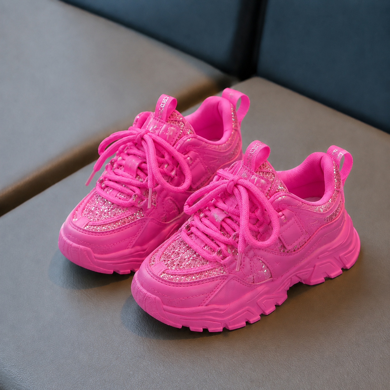Baskets épaisses mode pour filles – Chaussures de sport décontractées à paillettes | Légères et confortables
